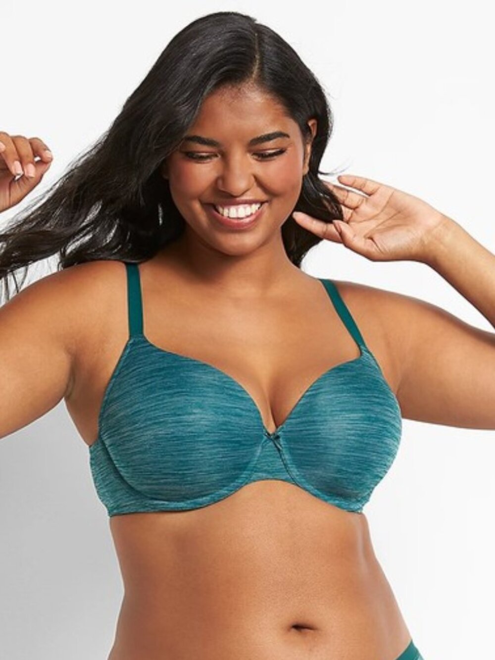 NWT Lane Bryant Cacique Lightly Lined T-Shirt Bra in Heathered Green, 38DD